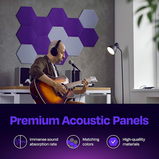 Acoustic Panels 12-Pack Soundproof Wall Panels 12"X10.4"X0.4" Sound Panels High - Image 2