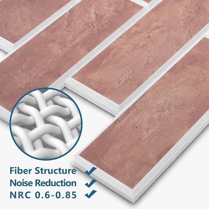 8-Pack 3D Faux Brick Acoustic Wall Panels, 11.8" x 11.8" PET Soundproof & Noise - Image 3