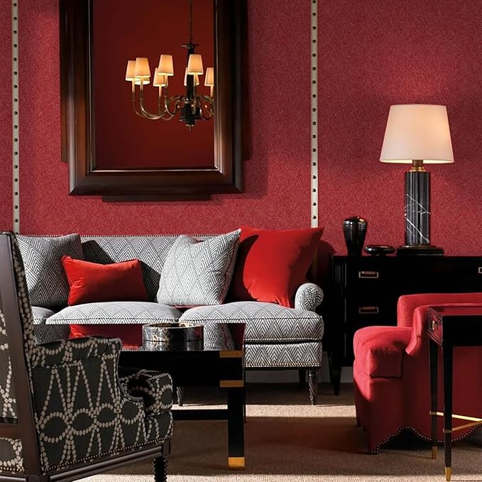 Dark Red Peel and Stick Self Adhesive Wallpaper - Image 5