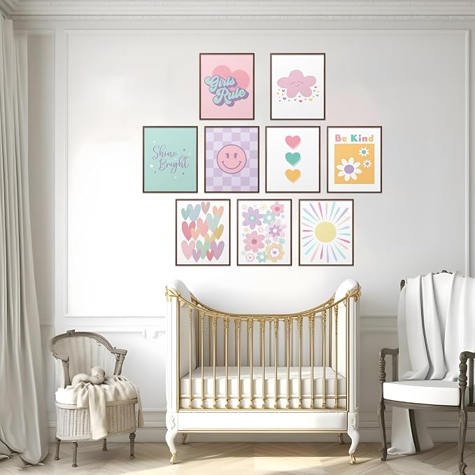 tgguytiy 9 Pcs Girls Room Wall Art Set, Cute Inspirational Nursery Decor - Image 8