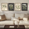 Framed Botanical Wall Art for Living Room, 4 Piece Rustic Floral Canvas by Cuspin