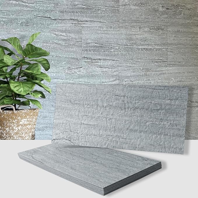 AULIGET 20-Piece Grey Shale Peel and Stick Backsplash Wall Tiles, Laundry Room by AULIGET