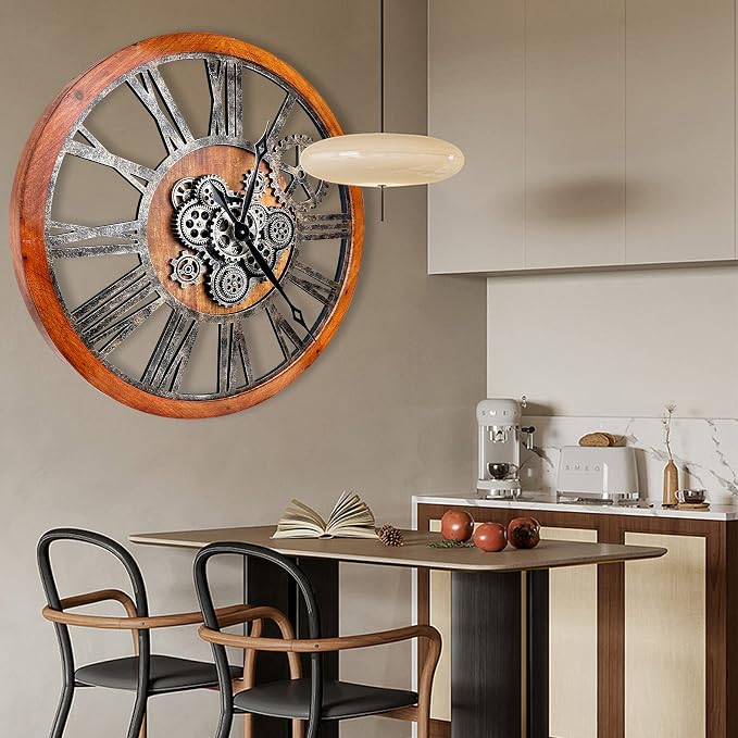 The B-Style 36" Large Moving Gear Wall Clock Oversized Vintage Farmhouse Wall - Image 5