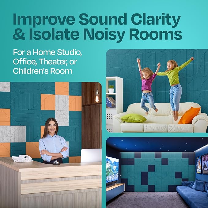 Acoustic Panels 12-Pack Soundproof Wall Panels 12"x12"x0.4" Decorative Sound - Image 7