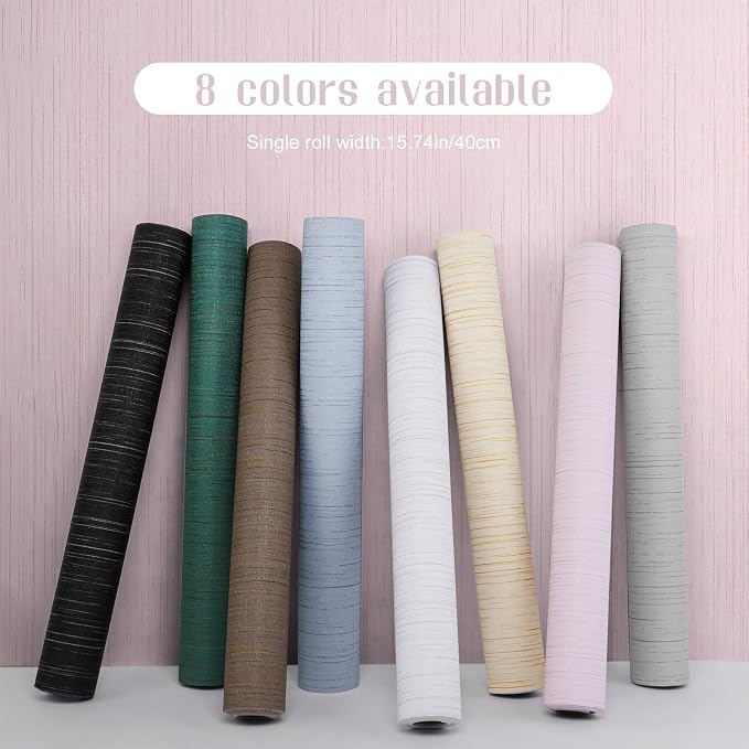 Pink Grasscloth Peel and Stick Wallpaper Vintage Texture Removable Waterproof - Image 2