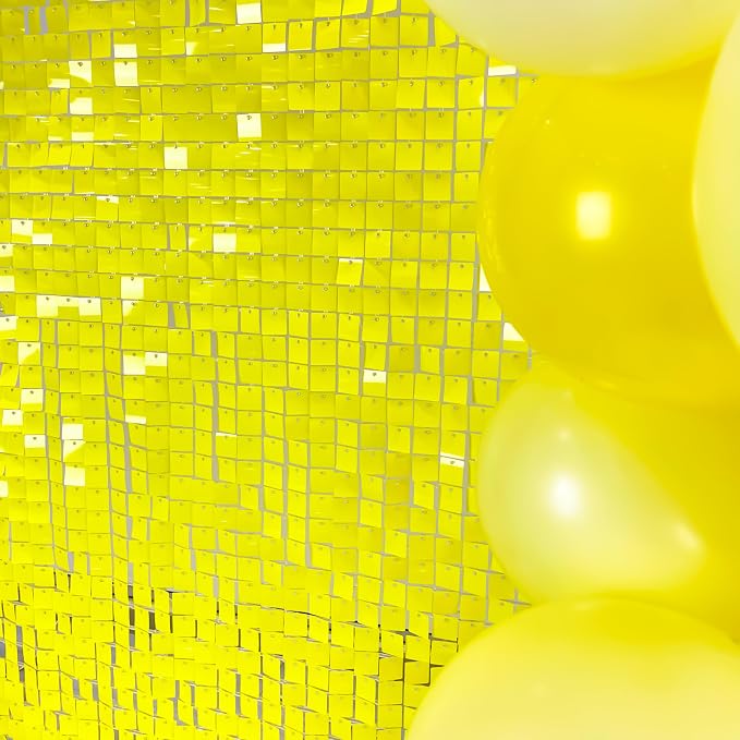 COKAOBE Yellow Shimmer Wall Backdrop 24PCS Sequins Backdrop Decoration Panels - Image 5