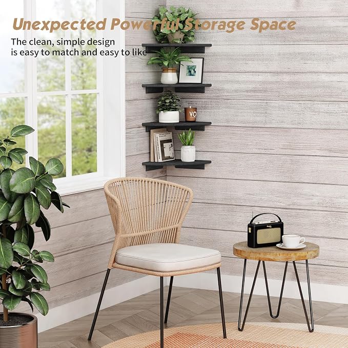 Forbena Black Floating Corner Bookshelf - Image 3