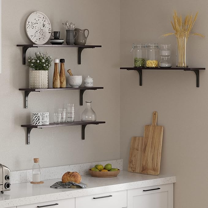 DINZI LVJ Long Wall Shelves, 31.5 Inch Wall Mounted Shelves Set of 2, - Image 2