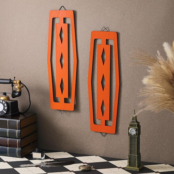 CroBlissful 2 Pcs Modern Mid Century Wall Art Wood Mid Century Elegance Decor - Image 3