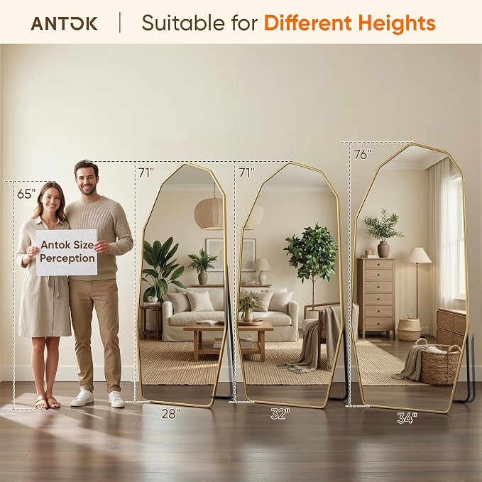 Antok Full Length Mirror, Free Standing Wall Mounted or Leaning Full Body Mirror - Image 2