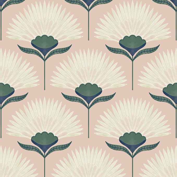 CiCiwind 17.3"×197" Pink Peel and Stick Wallpaper Floral Wall Paper Removable by CiCiwind