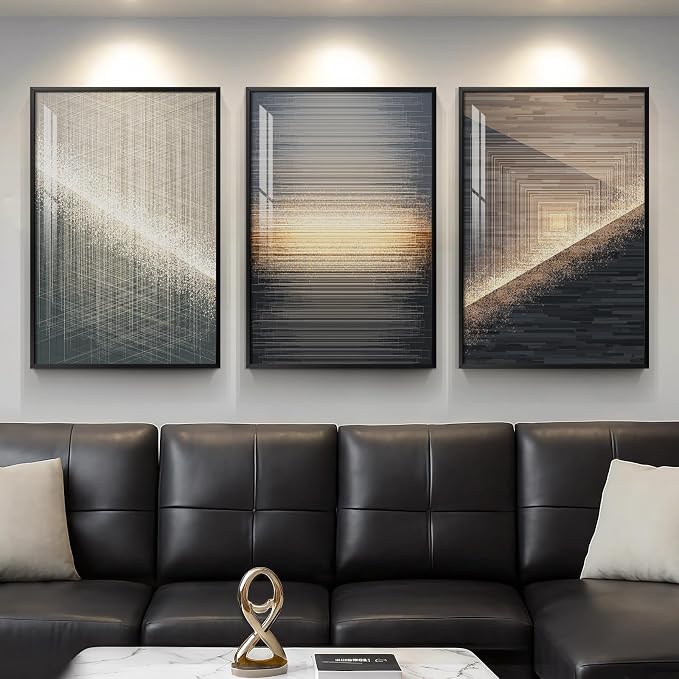 Large Framed Black and Gold Modern Luxury Abstract Wall Art by Cuspin