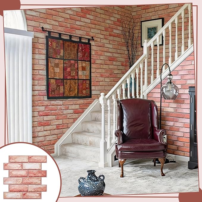 12PCS 3D Wall Panels Peel and Stick Foam Faux Brick Wall Panels, Self-Adhesive - Image 6