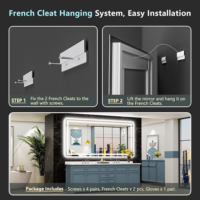 84x40 LED Bathroom Mirror with Lights, Backlit and Front Lit Anti-Fog Lighted - Image 9