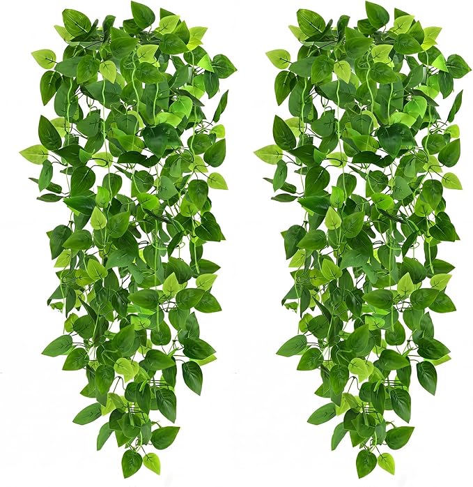 CEWOR 2pcs Fake Hanging Plants for Room Decor, 3.6ft Artificial Ivy Pothos Vine by CEWOR