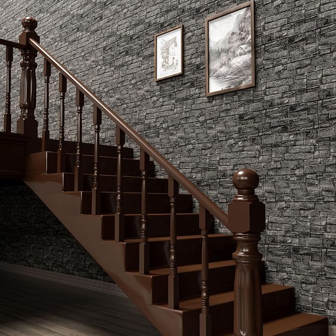 3D Wall Panels Peel and Stick in Black Grey, Faux Brick Wall Panels - Image 5