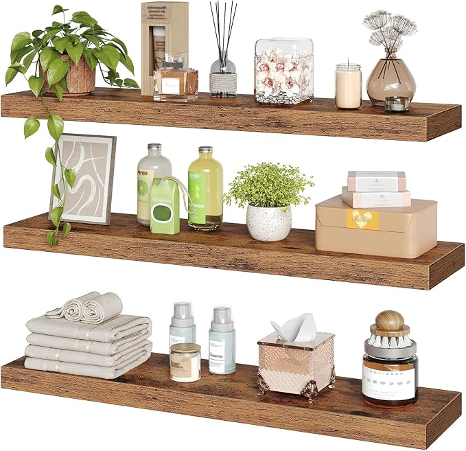 RALGEND Floating Shelves for Wall, 1.5" Thick Wall Shelf Set of 3 - Image 9