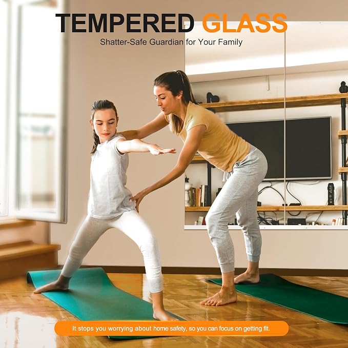 Delma Home Gym Mirror, Large Full Body Tempered Glass Frameless, Wall-Mounted - Image 3