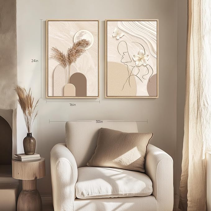 Framed Neutral Abstract Wall Art - Image 4