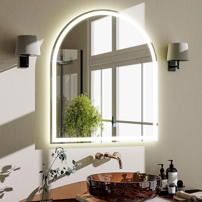 BEAUTYPEAK 34x30 LED Arch Bathroom Mirror by BEAUTYPEAK