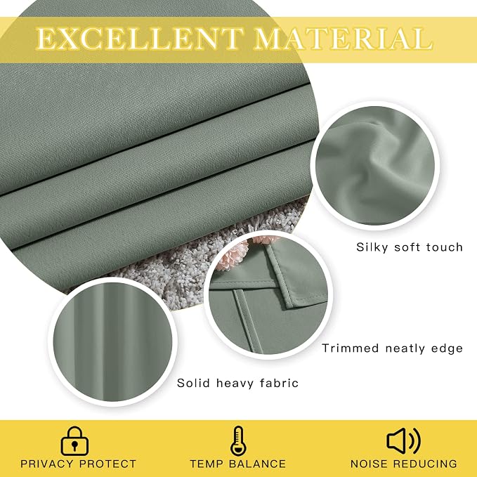 NICETOWN Blackout Sage Green Living Room Divider Curtain - Image 4