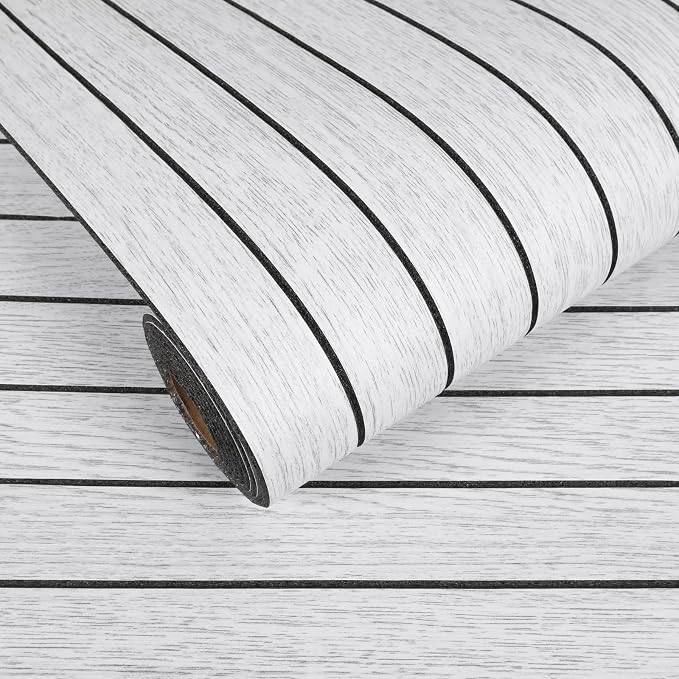 VEELIKE Whitewashed Wood Slat Wall Panels Peel and Stick Wood Wall Panel by VEELIKE