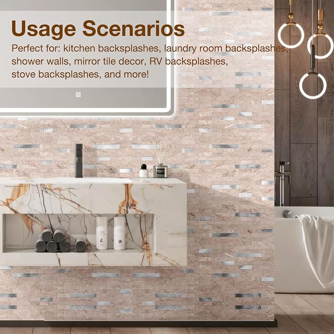 Peel and Stick Backsplash Tile Waterproof Removable PVC Wall Sticker 3D Faux - Image 7