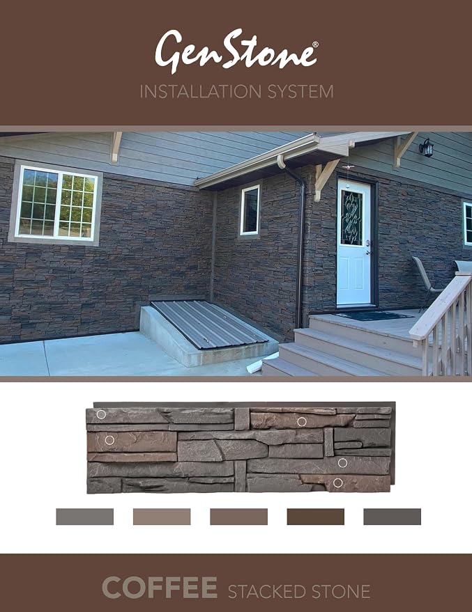 GenStone Faux Stacked Stone Panel 41" x 11.25" in Coffee Color - Image 4