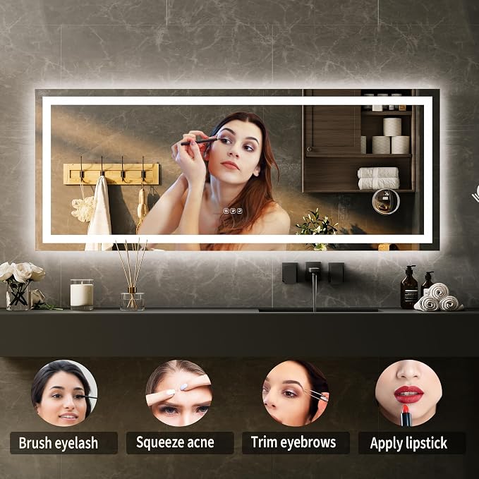 GarveeHome 60x24 LED Bathroom Mirror - Image 4