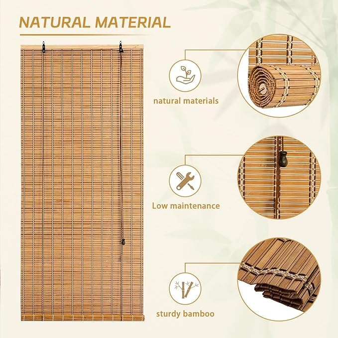 Bamboo Roman Shades Blinds for Windows - Image 4