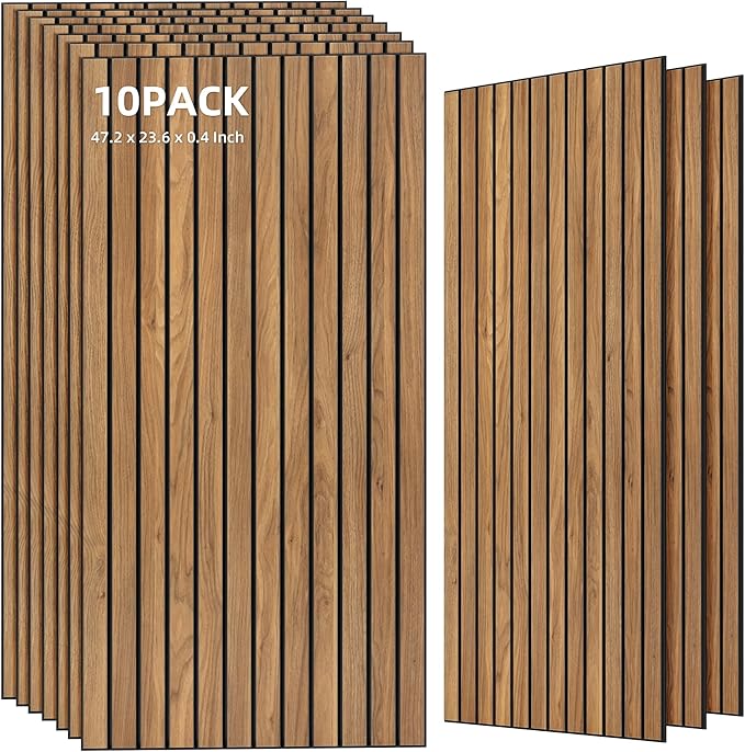 TO-TH Wood-Look Acoustic Wall Panels, 10 Pack 47.2” x 23.6” Acoustic Panels by TO-TH