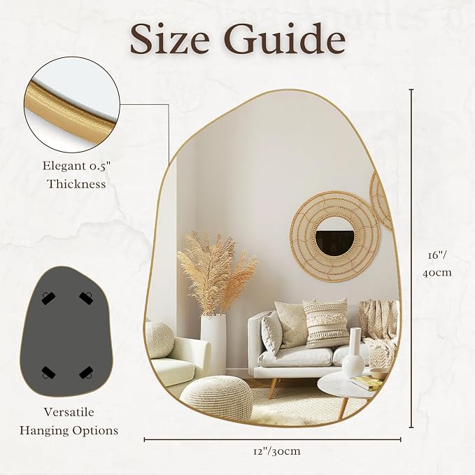 PERFNIQUE Irregular Wall Mirror Asymmetrical Mirror, Decorative Modern Wall - Image 2