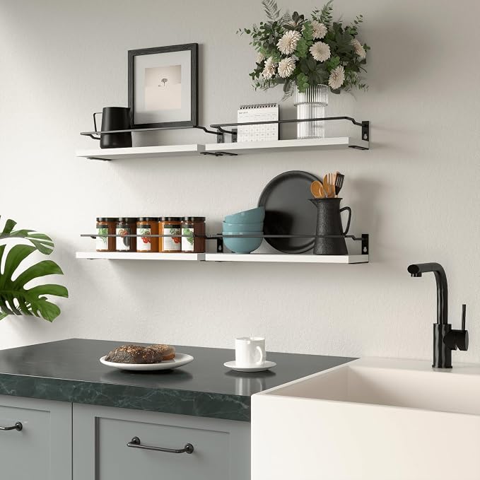 RICHER HOUSE White Bathroom Floating Wall Shelf Set of 4, Small Organizer Over - Image 6