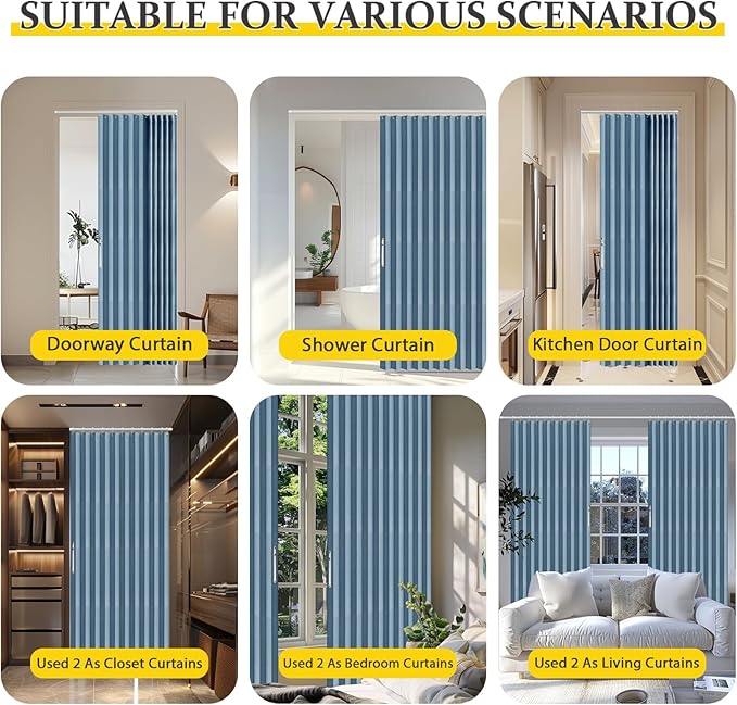 AJAZZ 100% Blackout Magnetic Door Curtain Pleated Door Curtain Accordion Doors - Image 7