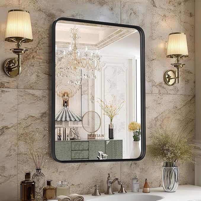 OLIXIS Bathroom Mirror for Over Sink, 24x36 Inch Wall Rectangle Mirror by OLIXIS