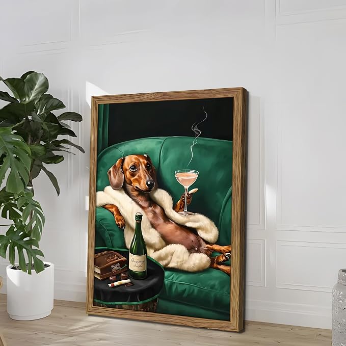 Framed Funny Dachshund Wall Art, Playful Dog Canvas Print - Image 4