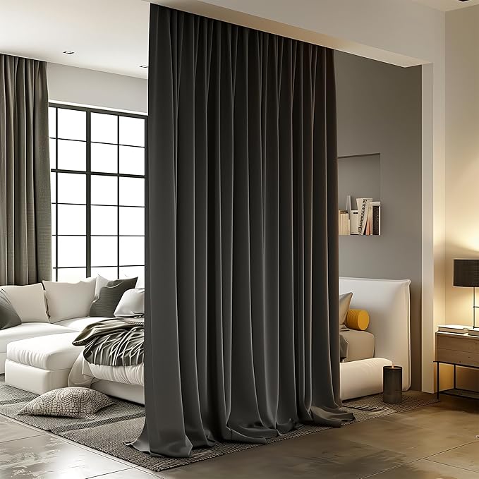 Room Divider Curtains for Ceiling Track Rod, 8.3 ft Wide x 9 ft Tall, 1 Panel by RoomDarkning