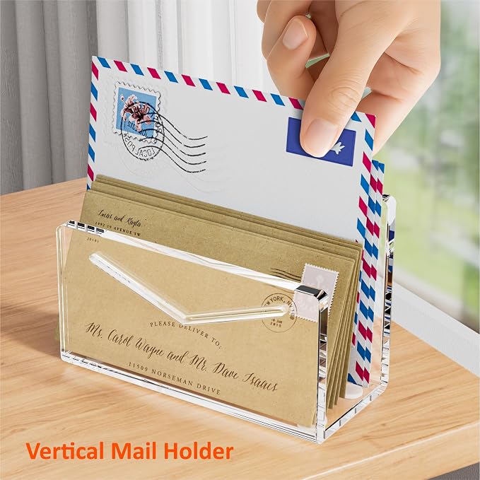 FUCDTEFC Acrylic Mail Holder, Mail Organizer Wall Mounted Clear File Letter - Image 7