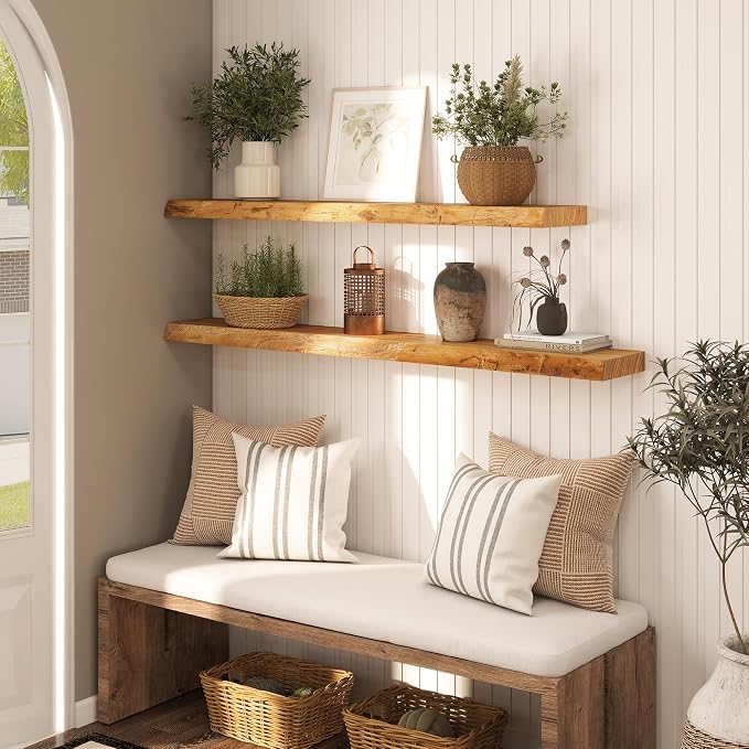 48" Rustic Elm Floating Shelves - Image 4