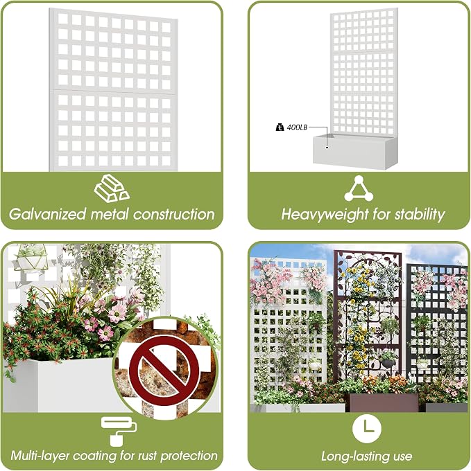 Metal Planter Box with Trellis, Planter Box Trellis with Privacy Screen and - Image 4