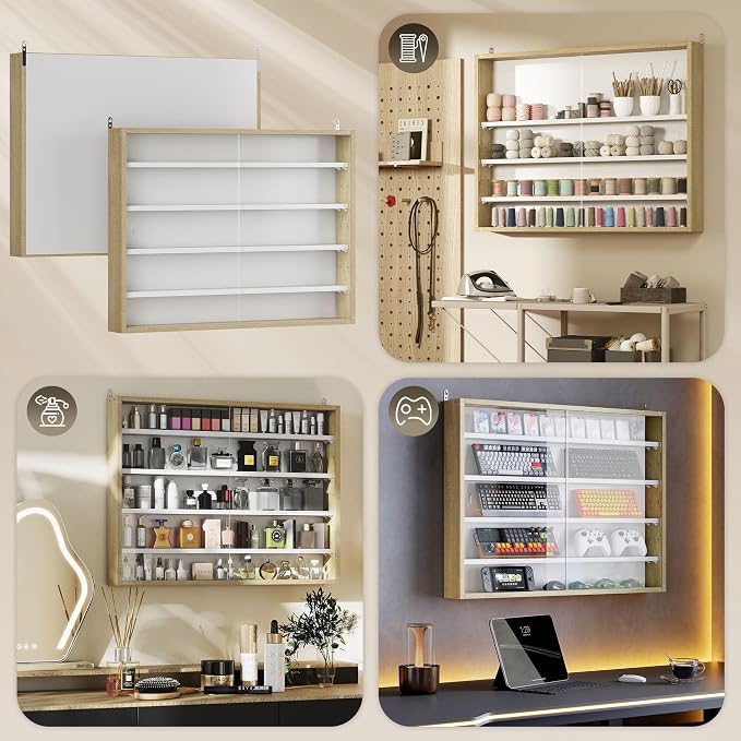 HOMCOM 5-Tier Display Cabinet, Glass Door Cabinet - Image 7