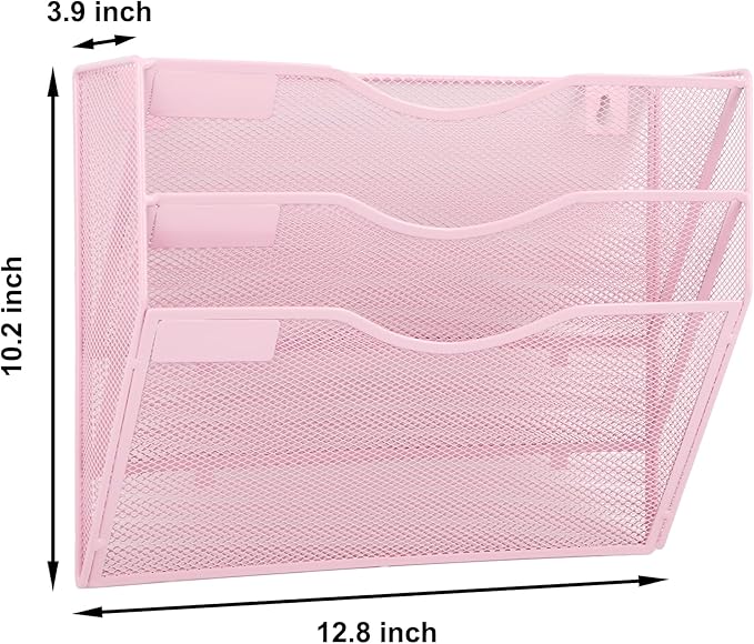 EASEPRES 3 Pocket Mesh Hanging Wall File Organizer, Wall Mounted Mail Paper - Image 2