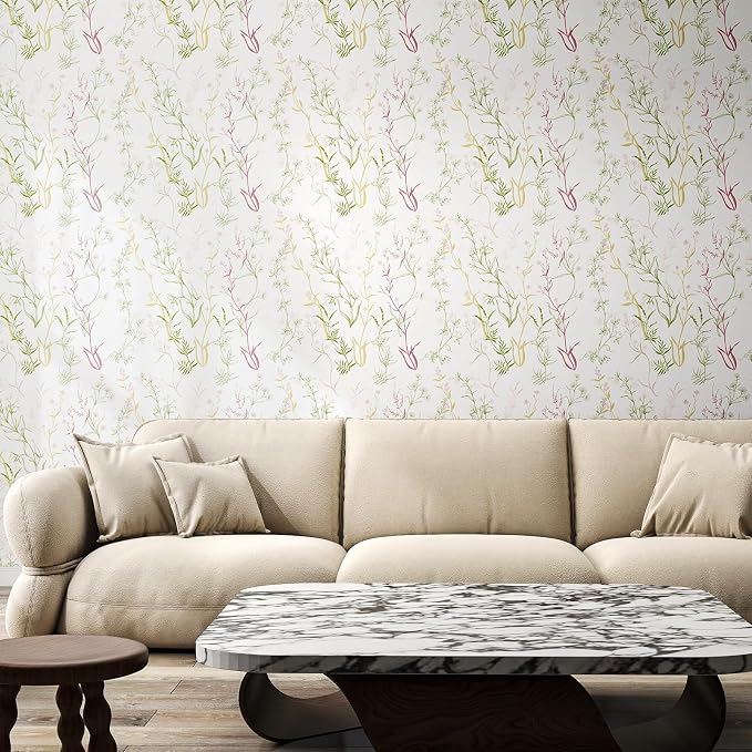 Timeet Floral Wallpaper Peel and Stick Botanical Wildflower Self Adhesive Wall - Image 3