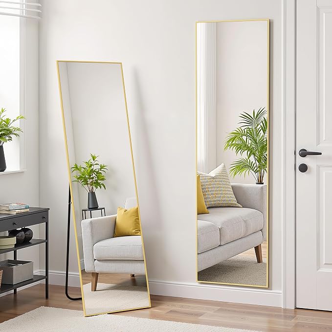 Aluminum Frame Mirror, Free Standing Leaning Mirror Hanging Mounted Mirror - Image 3
