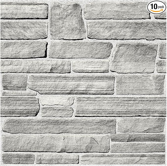 COMSTICKC Peel and Stick Faux Stone Wall Sticker Wall Panels, Not Real Stone by COMSTICKCDECOR