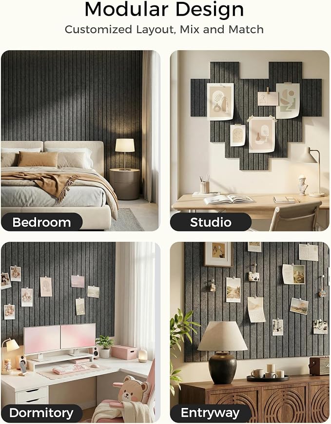 Aothia 12-Pack Felt Bulletin Board Tiles 48"x36", Modular Pin Board - Image 4