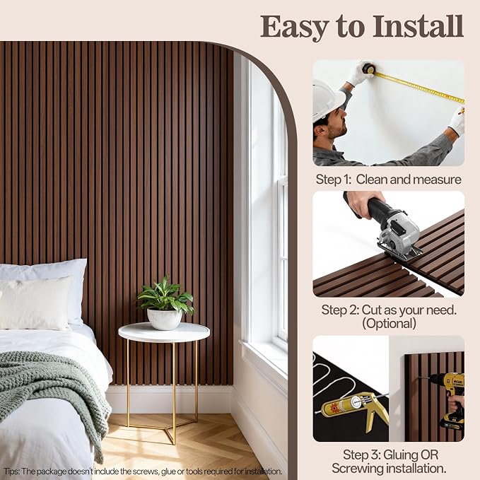 4 Pack Wood Panels for Wall, 94.4" x 12.8" Acoustic Wood Slat Wall Panel for - Image 7