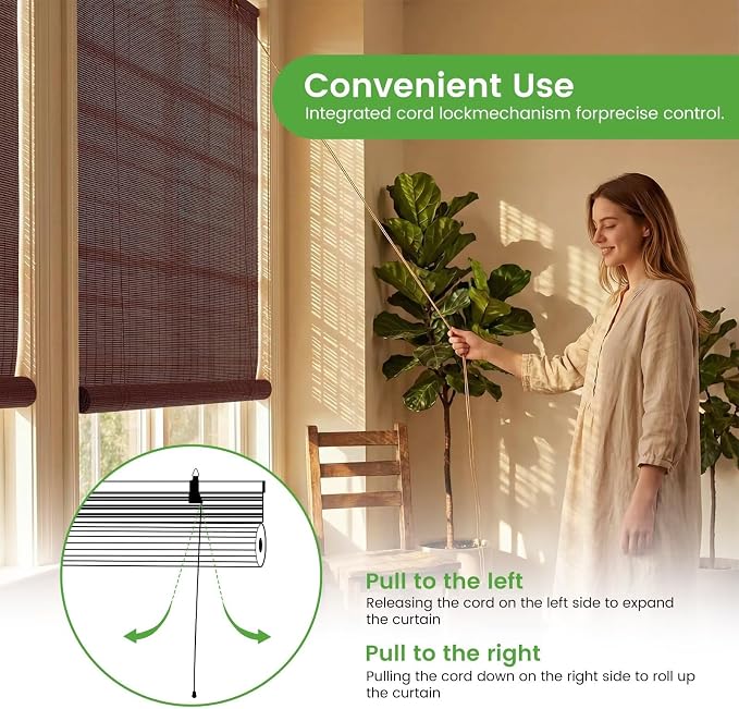 Bamboo Blinds, Custom Sizes Roller Shades - Image 5