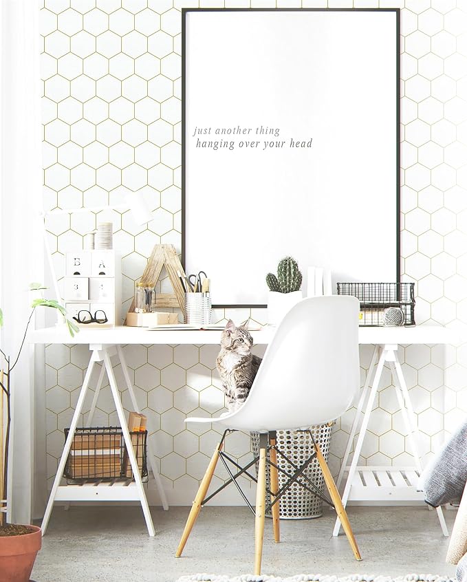 Gold Wallpaper Geometric Peel and Stick Wallpaper - Image 3