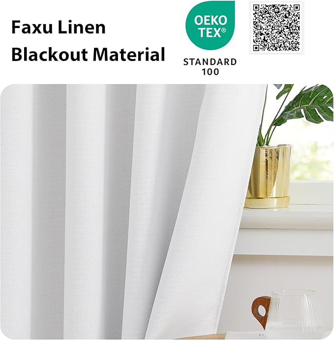 NICETOWN Faux Linen Greyish White Room Darkening Curtain Valances 36 inches Long - Image 4